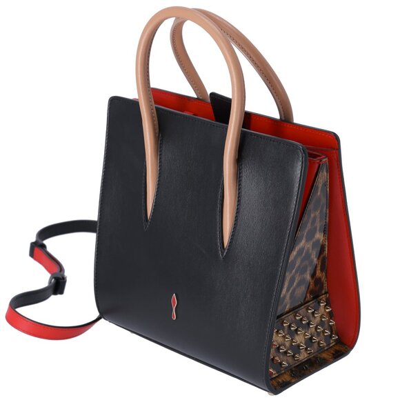 Christian Louboutin Paloma Small Handbag Black Beige Multi Leopard Studded - Picture 3 of 8